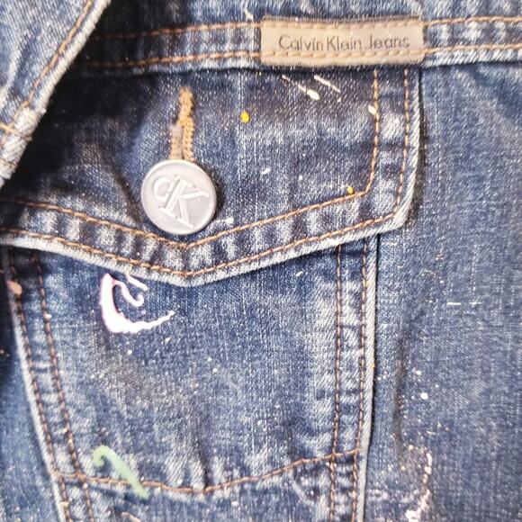 Calvin Klein Denim Vest Painted Comfortable Sleeveless Breathable Women's Size S - Picture 7 of 15